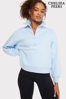 Blue - Chelsea Peers Pastel Quarter-zip Sweatshirt (N66510) | kr820