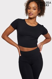 Chelsea Peers Black Soft Stretch Crewneck Crop Top (N66524) | KRW85,400