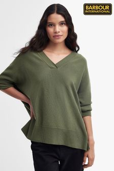 Barbour International® Green Rouse V-Neck Knitted Jumper