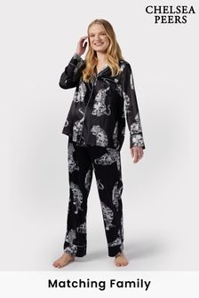 Chelsea Peers Curve Satin Lotus Tiger Print Long Pyjama Set