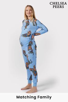 Chelsea Peers Blue Maternity Lotus Tiger Print Long Pyjama Set (N66556) | 58 €