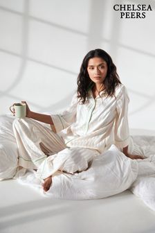 Chelsea Peers Cream Satin Jacquard Stripe Long Pyjama Set (N66579) | NT$2,800