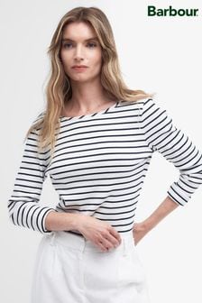 Barbour® White Langton Striped Long Sleeve T-Shirt (N66588) | AED350