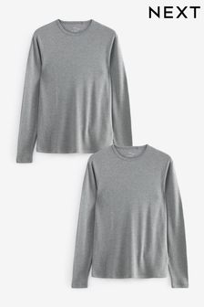 Charcoal Grey Long Sleeve Thermal Top 2 Pack (N66670) | SGD 60