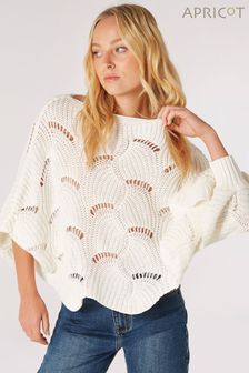 乳白色 - Apricot漩渦針織扇貝斗篷套衫 (N66718) | NT$1,630
