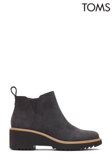 TOMS Grey Maude Mid Wedge Boots  in Forged Iron Suede (N66749) | Kč3,965