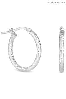Simply Silver Sterling Silver Diamond Cut Mini Hoop Earrings (N66943) | €25