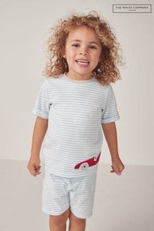 The White Company Organic Cotton Race Car Side Wrap Shortie Blue Pyjamas (N67413) | AED122 - AED133