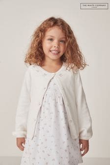 The White Company Organic Cotton Floral Embroidered White Cardigan (N67461) | €47 - €50