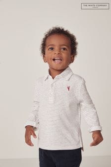 The White Company Organic Cotton Stripe Embroidered Lobster Polo Shirt White (N67470) | $35 - $38