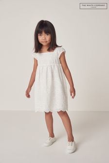 The White Company Cotton Broderie White Dress (N67482) | $54