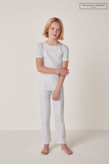 The White Company Organic Cotton Posey Floral Pointelle White Pyjamas (N67491) | €38 - €41