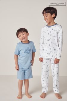 The White Company Organic Cotton Under The Sea And Stripe White Pyjamas 2 Set (N67492) | €47 - €53