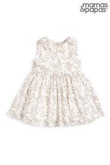 Mamas & Papas Cream Floral Print Collar Dress (N67524) | $46