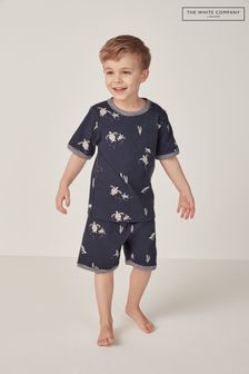 The White Company Blue Organic Cotton Glow In The Dark Turtle Print Shortie Pyjama (N67652) | €35 - €38