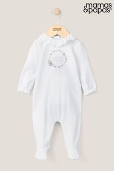 Mamas & Papas White Welcome to the World Embroidered Sleepsuit