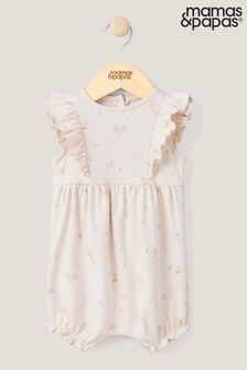 Mamas & Papas Pink Floral Frill Jersey Shortie Romper (N67698) | €23