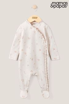 Mamas & Papas Pink Floral Frill Detail Sleepsuit (N67705) | kr330