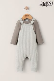 Mamas & Papas Brown 2 Piece Knit Dungaree Set (N67709) | €46