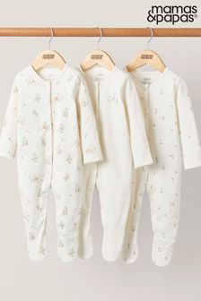 Mamas & Papas Brown Bear Sleepsuits 3 Pack (N67723) | kr400