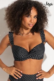 Pour Moi Black Sicily Padded Underwired Twist Front Top (N67884) | OMR18