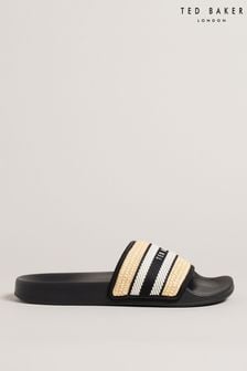 Ted Baker Black Raffia Aseeka Webbing Sliders (N67886) | $130