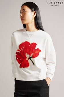 Ted Baker Marelaa White Sweatshirt With Boucle Flower (N68127) | $209