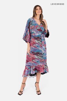 Lovedrobe Wrap Kimono Dress With Ruffled High Low Hem (N68976) | AED272