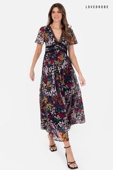 Lovedrobe V-Neck Angel Sleeve Maxi Dress With Trims (N69003) | 383 SAR