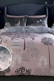 Sara Miller Blush Grey Pagoda Garden Duvet Cover and Pillowcase Set (N69005) | 297 QAR - 544 QAR
