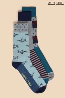 White Stuff Blue Fish Ankle Socks 3 Pack (N69134) | $26