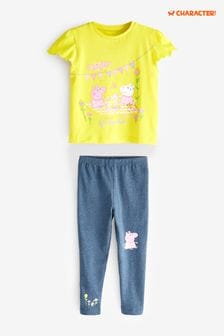 Character Yellow Peppa Pig 100% Cotton T-Shirt and Leggings Set (N69169) | $33