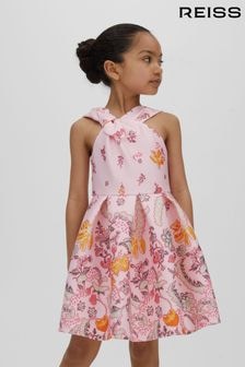 Reiss Pink Alice 9-13 yrs Scuba Bow Fit-and-Flare Dress (N69347) | $106