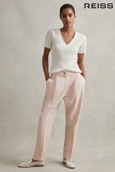 Розовый - Костюмные брюки зауженного кроя с отделкой из лиоцелла Tencel™ от Reiss Farrah (N69357) | €210