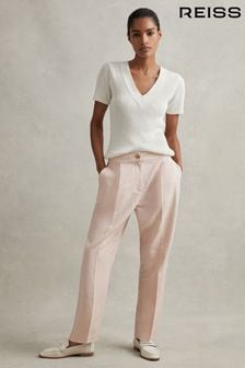 Reiss Pink Farrah Tapered Suit Trousers with TENCEL™ Fibers (N69357) | $244