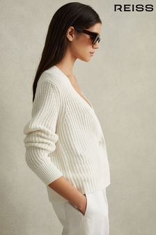 Reiss Ivory Ariana Cotton Blend Knitted Cardigan (N69366) | AED1,066