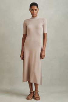 Reiss Neutral Caitlyn Ribbed Bodycon Midi Dress (N69473) | kr3,062