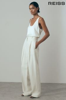 Italijansko teksturirana zožana obleka Atelier: hlače s svilo (N69481) | €439