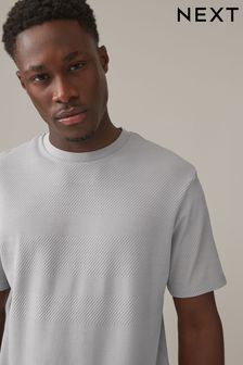 Light Grey Twill Textured Block T-Shirt (N69582) | $37