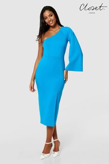 Closet London Blue One Shoulder Dress (N69818) | SGD 114