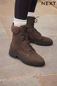 Brown lace up ankle boots clearance