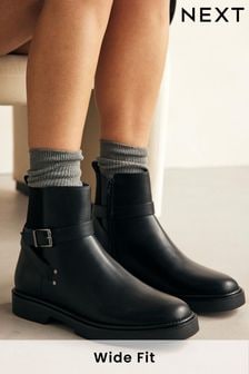 Black Standard/Wide Fit Forever Comfort® Chelsea Buckle Ankle Boots (N69860) | $58