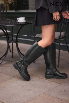 Flat biker boots discount