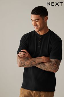 Black short sleeve grandad shirt online