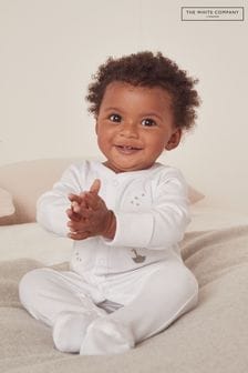 The White Company Organic Cotton Safari Boat Embroidery White Sleepsuit (N70017) | NT$1,210