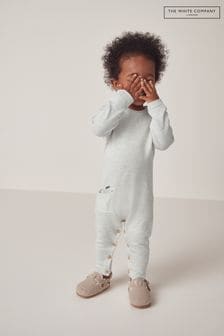 The White Company Natural Organic Cotton Zebra Pocket Knitted Romper (N70020) | €45