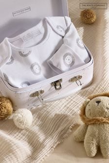 The White Company Organic Cotton Lion Suitcase White Gift Set (N70052) | €51