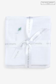 The White Company Blue Cotton Tiny Explorer Muslins 2 Pack