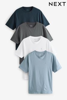 أزرق/كحلي/أبيض/فولاذي - عادي - 100% Cotton T-shirts 4 Pack (N70107) | 16 ر.ع