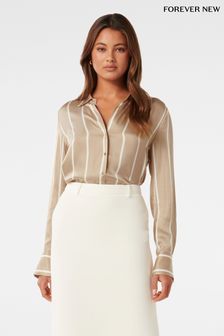 Forever New Nude Harvey Notched Neck Satin Shirt (N70206) | €78